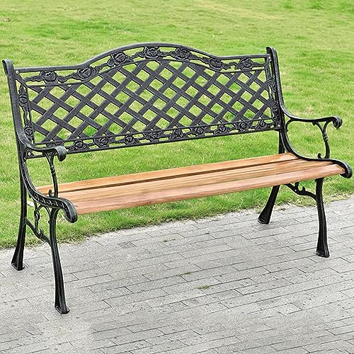 ZDFTGKM Gartenbank für drinnen und draußen, wetterfeste Terrassenbank, Freizeit-Aushöhlung, Parkstuhl, Zweisitzer mit gebogener Rückenlehne und breiten Armlehnen, für Veranda, Rasen (Farbe: P) von ZDFTGKM