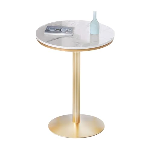 ZDFTGKM Glam Gold Metall-Bartisch, rund, für den Innenbereich, 95 cm hoch, Bistro ohne Stühle, Marmor, hoch, Dessert, Milch, Teeshop, Balkon, Café, Getränke, künstlich, 55,1 x 55,1 cm (L x B) von ZDFTGKM
