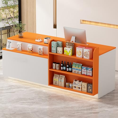ZDFTGKM Großer Empfang der Rezeption, Rezeption mit abschließbaren Schubladen und LED-Licht, Einzelhandelsbank für Salonzimmer, Kasse Lobby (orange) von ZDFTGKM