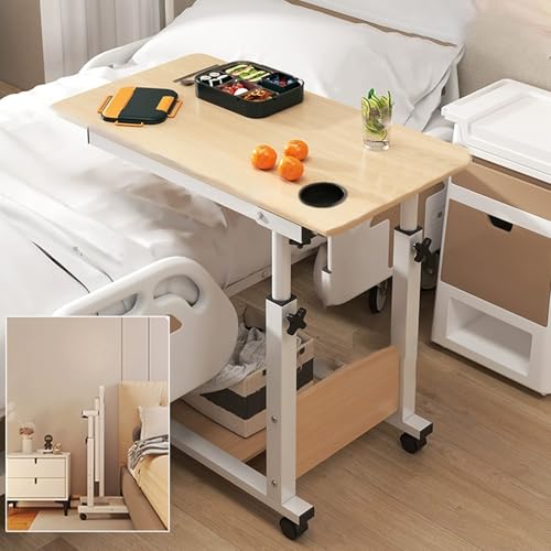 ZDFTGKM Höhenverstellbarer Betttisch für Laptop, mobiles Schlafzimmer-Schreibtischbett, Krankenhaus-Beistelltisch, rollbar mit Rollen, Zuhause, Couchtisch. von ZDFTGKM