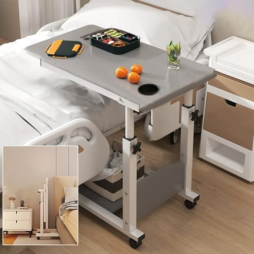 ZDFTGKM Höhenverstellbarer Betttisch für Laptop, mobiles Schlafzimmer-Schreibtischbett, Krankenhaus-Beistelltisch, rollbar mit Rollen, Zuhause, Couchtisch. von ZDFTGKM
