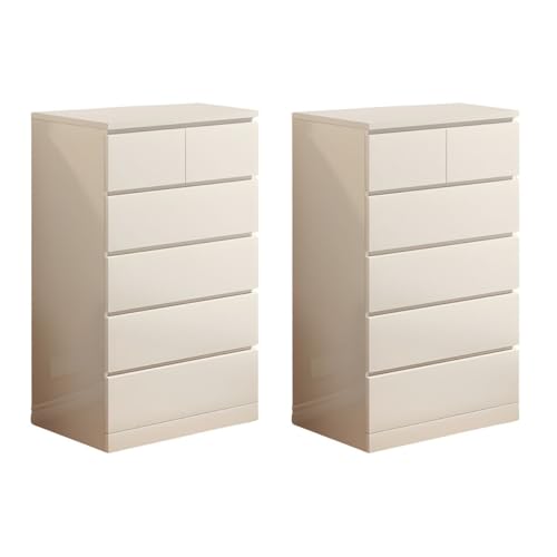 ZDFTGKM Holz-Nachttisch mit Schublade, Kommode, Schrank, Wohnzimmer, Wand, Weiß, 6-teiliges Set, 61 x 40,6 x 109,2 cm (L x B x H) von ZDFTGKM