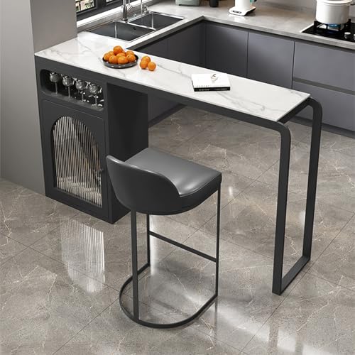ZDFTGKM Industrieller Bartisch, Kneipen-Esstisch, einfache Montage, multifunktionales Bistro für Küche, Ecke, Wohnung, kleiner Raum (schwarz, 140 x 100 cm) von ZDFTGKM