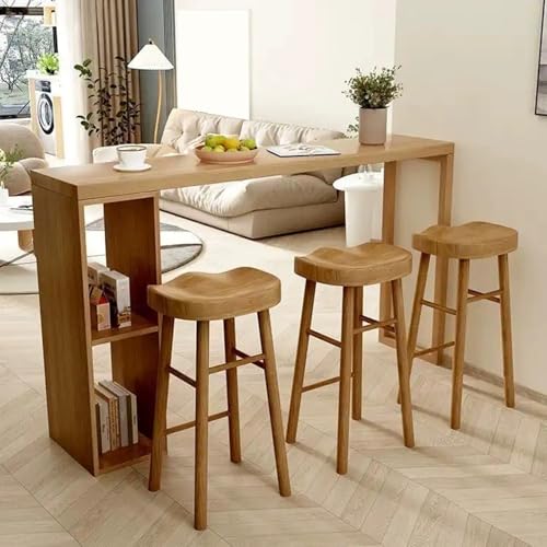 ZDFTGKM Industrieller Bartisch, Kneipentische für 3 Personen, Esstisch, Sofatisch mit Hockern, Küche, Café, Zimmer, kleiner Raum (140 x 40 x 105 cm) von ZDFTGKM
