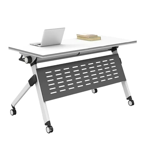 ZDFTGKM Klappbarer Konferenztisch, stapelbarer Konferenztisch für Schulungsempfang, Konferenzraum-Tische mit Rollen, mobiles Seminar für Büros (140 x 60 cm) von ZDFTGKM