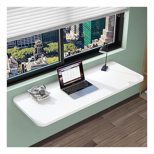ZDFTGKM Klapptisch an der Wand, schwebender Schreibtisch für Arbeitszimmer, zusammenklappbar, für kleine Räume, montiert, Esstisch, Küche, hängender Bartisch (weiß, 110 x 40 cm) von ZDFTGKM