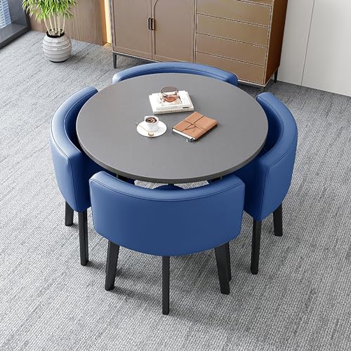 ZDFTGKM Kleiner Esstisch Set mit 4 Stühlen - Rund für Wohnzimmer, Küche oder Büro Möbel Kombination Balkon und Kaffeezeit ZDFTGKM Kleiner Esstisch Set mit 4 Stühlen - Rund für Wohnzimmer, Küche oder Büro Möbel Kombination Balkon und Kaffeezeit von ZDFTGKM