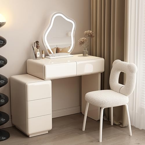 ZDFTGKM Kleiner Schminktisch für Schlafzimmer, Schreibtisch mit Spiegel und Lichtern, Set für Mädchen und Damen, Hocker, Größe: 70 cm, Farbe: Typ-B von ZDFTGKM