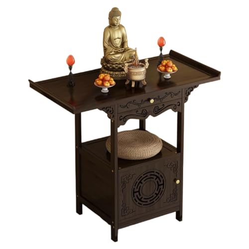 ZDFTGKM Kleiner Schrein-Altartisch mit Aufbewahrung, chinesischer Schrank, Podest, Bambus-Buddha-Nische, Meditations-Gebetstisch (50 x 40 x 100 cm) von ZDFTGKM