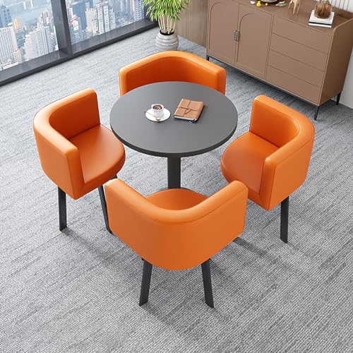 ZDFTGKM Konferenz Couchtisch Esszimmer und Stühle 4er Set, Bürorezeption Verhandlungsstuhl Kombinationsset, Geeignet für Lounge, Wohnzimmer (Rollkragen) von ZDFTGKM