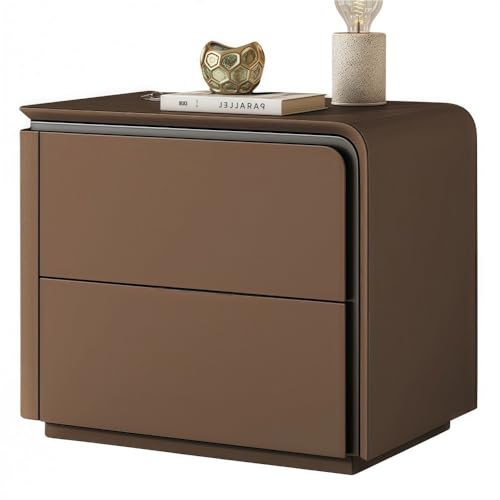 ZDFTGKM Leder-Nachttisch-Möbel, Nachttisch mit 2 Schubladen, Nachttisch links und rechts, moderne einfache Sofa-Seite, Ständer für Wohnzimmer (Braun, L 15,8 (rechts) von ZDFTGKM