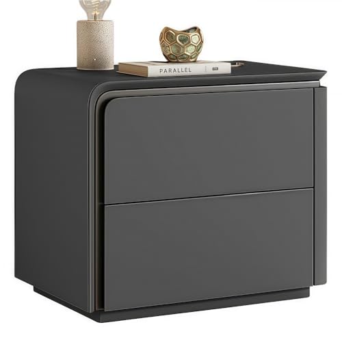 ZDFTGKM Leder-Nachttisch-Möbel, Nachttisch mit 2 Schubladen, Nachttisch links und rechts, moderne einfache Sofa-Seite, Ständer für Wohnzimmer (Dunkelgrau, L 45 cm (links) von ZDFTGKM