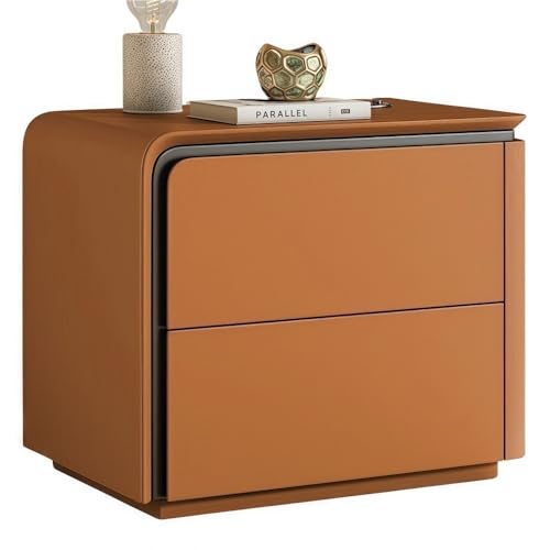 ZDFTGKM Leder-Nachttisch-Möbel, Nachttisch mit 2 Schubladen, Nachttisch links und rechts, moderne einfache Sofa-Seite, Ständer für Wohnzimmer (Orange, L 40 cm (links) von ZDFTGKM