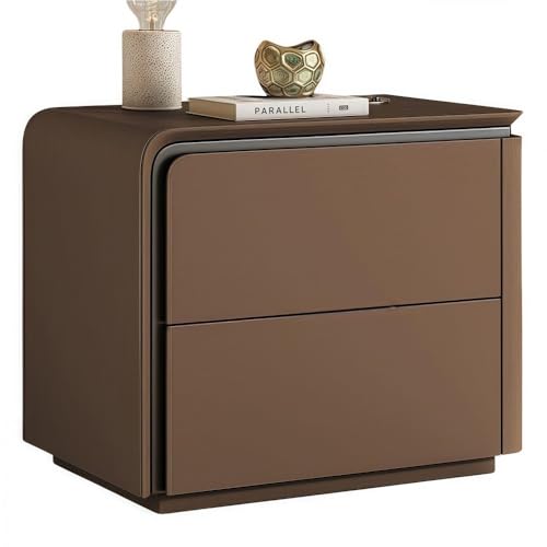 ZDFTGKM Leder-Nachttisch-Möbel, Nachttisch mit 2 Schubladen, Nachttisch links und rechts, moderne einfache Sofa-Seite, Ständer für Wohnzimmer (braun, L 45 cm (links) von ZDFTGKM