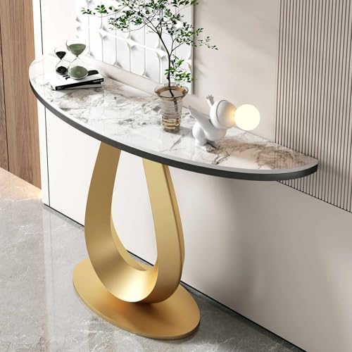 ZDFTGKM Mid-Century Eingangstisch mit Metallsockel, Sofa-Akzent, Flur für den Wohnzimmer-Eingang (Gold, 80 cm) von ZDFTGKM