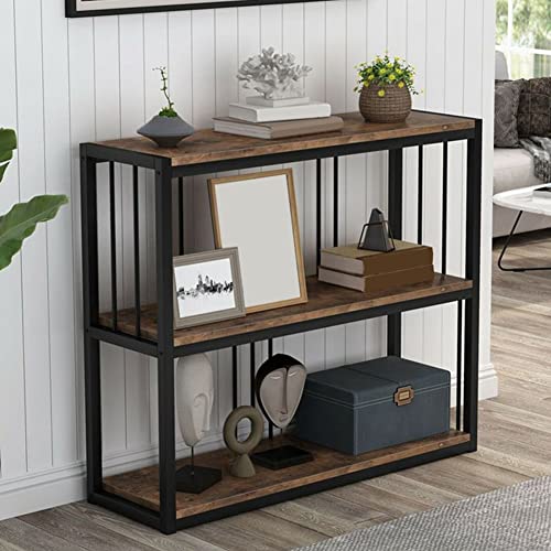 ZDFTGKM Mid-Century Moderne Massivholz Konsolentisch Rechteckige Lagerung Bodenbrett weichen amerikanischen Stil Retro Schmiedeeisen Veranda Streifen lange schmale Seite braun 31 Zoll L x 8 Zoll B 35 von ZDFTGKM