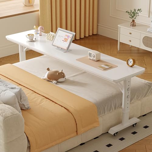ZDFTGKM Mobiler Kingsize-Betttisch höhenverstellbar über dem Bett, Medizintisch mit robusten Metallfüßen (Farbe: A, Größe 150 * 40cm / 59,0 x 15,7 Zoll von ZDFTGKM