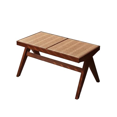 ZDFTGKM Moderne Eingangsbank, Rattan-Esstisch, für den Innenbereich, einfach zu montieren, Walnuss, 90 x 45 x 45 cm von ZDFTGKM