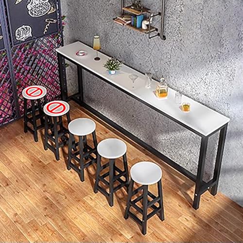 ZDFTGKM Moderner, rechteckiger Bartisch, schmaler Beistelltisch, modernes Holztisch-Set, für kleine Räume, Küche, Café (Weiß, 140 x 30 x 100 cm) von ZDFTGKM