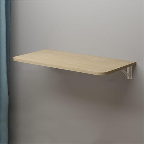 ZDFTGKM Moderner Klapptisch zur Wandmontage, versteckter Tisch mit runder Ecke, Computer-Schreibtisch, geeignet für Arbeitszimmer, Wohnung und Schlafzimmer (Natur, groß) von ZDFTGKM