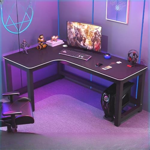 ZDFTGKM Modish L-förmiger Computertisch mit Kabelmanagement, Eck-Gaming-Desktop-Kombinationstisch, Linkshänder, 140 x 100 x 74,9 cm, Schwarz von ZDFTGKM