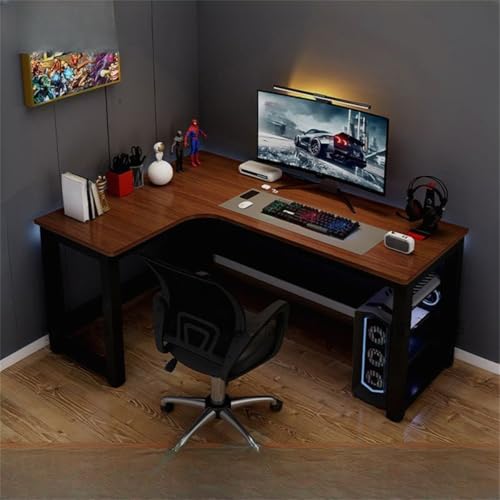 ZDFTGKM Modish L-förmiger Computertisch mit Kabelmanagement, Eck-Gaming-Desktop-Kombinationstisch, Nussbaum/Schwarz, linke Hand, 119,9 x 80 x 74,9 cm (L x B x H) von ZDFTGKM