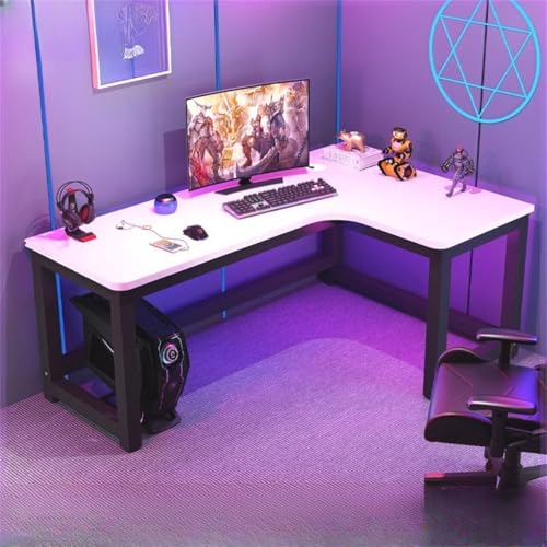 ZDFTGKM Modish L-förmiger Computertisch mit Kabelmanagement, Eck-Gaming-Desktop-Kombinationstisch, Weiß/Schwarz, rechte Hand, 140 x 100 x 74,9 cm (L x B x H) von ZDFTGKM