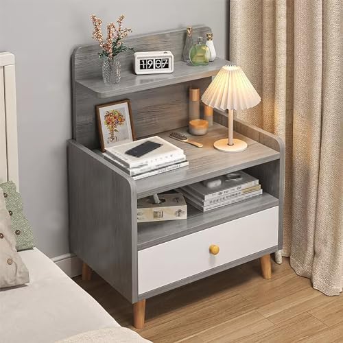 ZDFTGKM Nachttisch für Schlafzimmer, Nachttisch, Nachttisch, Nachttisch mit Schublade, Schreibtisch, Beistellschrank, Schlafzimmer, Wohnzimmer (Farbe: Grau, Größe A 40 x 34 x 70 cm) von ZDFTGKM