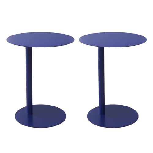 ZDFTGKM Nordische bunte runde C-Ecke, Metall, mit schlanker, skandinavischer kleiner Seite, Kaffee-Apartment, Mini-Ecken, 40,6 x 40,6 x 50,8 cm, Blau, 2 Stück von ZDFTGKM