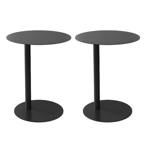 ZDFTGKM Nordische bunte runde C-Tischende aus Metall mit schlanker, skandinavischer kleiner Seite, Kaffee-Apartment, Mini-Ecken, Set mit 2 Stück, schwarz, 40,6 x 40,6 x 63,5 cm (L x B x H) von ZDFTGKM