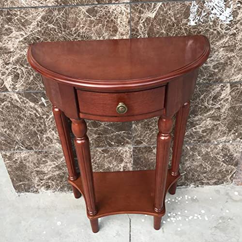 ZDFTGKM Nussbraun Halbmond Konsolentisch, 24" L x 12" B 31" H, Einzelschublade, Bank Veranda Flur Trennwand von ZDFTGKM