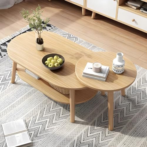 ZDFTGKM Oval/Runder Couchtisch mit 1 Regal Moderne Holz Seite Wohnung Kleine Regale Enthalten Lagerung Natürliche 31,5" L x 18" B 12" H +16" L 16" B 16" H ZDFTGKM Oval/Runder Couchtisch mit 1 Regal Moderne Holz Seite Wohnung Kleine Regale Enthalten Lagerung Natürliche 31,5" L x 18" B 12" H +16" L 16" B 16" H von ZDFTGKM