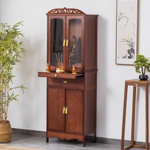 ZDFTGKM Persönlicher Schrein-Altartisch, Bambusschrank, Buddha-Nische, chinesischer Meditationstisch mit Aufbewahrung, buddhistischer Haushaltstisch (70 x 37 x 180 cm) von ZDFTGKM