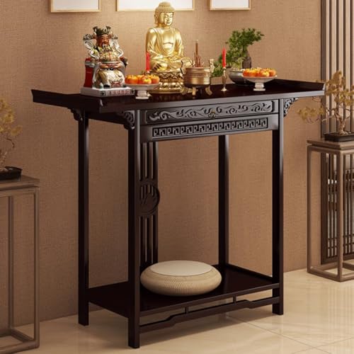 ZDFTGKM Persönlicher Schrein-Altartisch, chinesischer Sockel, Buddha-Nische mit Schublade, Bambus-Meditationsgebet, buddhistisch für Wohnzimmer, Schlafzimmer (100 x 40 x 100 cm) von ZDFTGKM