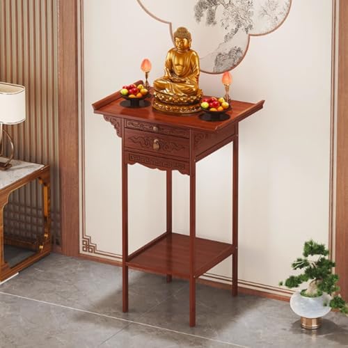 ZDFTGKM Persönlicher Schrein-Altartisch, einfacher Buddha-Nischenschrank mit Schublade, Bambus-Meditationstisch, buddhistisch für Wohnzimmer, Schlafzimmer (70 x 33 x 100 cm) von ZDFTGKM