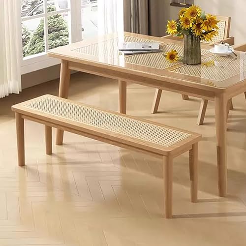 ZDFTGKM Rattan-Sitzbank aus Holz, für den Eingangsbereich, Küchentisch, 2-Sitzer, Esszimmerstühle für Wohnzimmer, Flur, Schlafzimmer (Originalholz, 140 x 30 x 45 cm) von ZDFTGKM