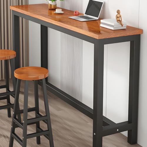 ZDFTGKM Rechteckige Holzplatte Bartisch mit schwarzem Stahl-Wandziegenfuß schmaler Balkon langer Milchtee-Laden Hochbraun 200 cm L x 40 cm B 100 cm H ZDFTGKM Rechteckige Holzplatte Bartisch mit schwarzem Stahl-Wandziegenfuß schmaler Balkon langer Milchtee-Laden Hochbraun 200 cm L x 40 cm B 100 cm H von ZDFTGKM