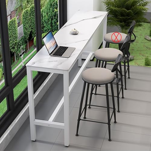 ZDFTGKM Rechteckige bartisch, industrielle Rock Board Frühstück Rustikale Hohe Arbeitsplatte Höhe Küche Insel Sofa Konsole Tisch Esszimmer Kaffee für Kleine Räume (Weiß, 120 * 40 * 105cm/47 * 16 * 41 von ZDFTGKM