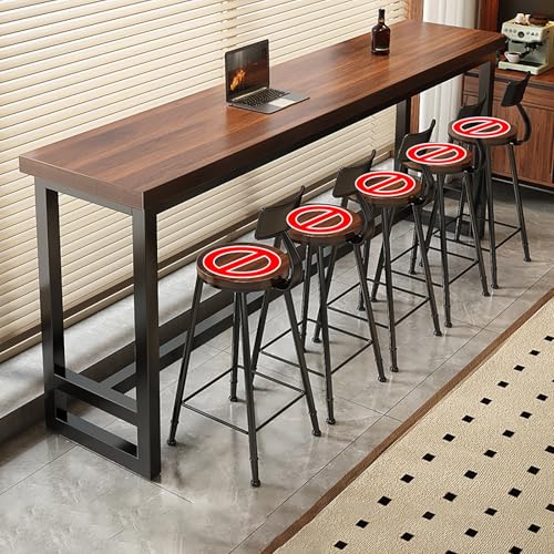 ZDFTGKM Rechteckiger Bartisch, moderner Kneipentisch aus Holz, Küche, Couchtisch, für Wohnzimmer, Esszimmer, Café, einfach zu montieren, Walnuss, 220 x 40 x 104 cm von ZDFTGKM