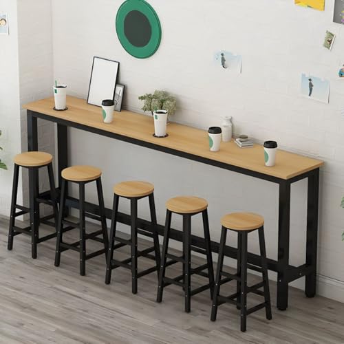 ZDFTGKM Rechteckiger Kneipentisch aus Holz für die Küche, ohne Stühle, Wand, Bar, Zuhause, Balkon, langer hoher Fuß, Milch-Teeshop, Naturschwarz, 119,9 x 40,9 x 100,1 cm (L x B x H) von ZDFTGKM