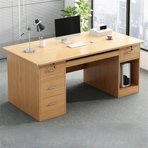 ZDFTGKM Rechteckiger Schreibtisch aus Holz, Sockel, Schublade und eingebautem Büroschrank, Computertisch, Desktop, Studentenvermietung, Schlafzimmer, einfaches Arbeitszimmer, naturfarben, mit 3 ZDFTGKM Rechteckiger Schreibtisch aus Holz, Sockel, Schublade und eingebautem Büroschrank, Computertisch, Desktop, Studentenvermietung, Schlafzimmer, einfaches Arbeitszimmer, naturfarben, mit 3 von ZDFTGKM