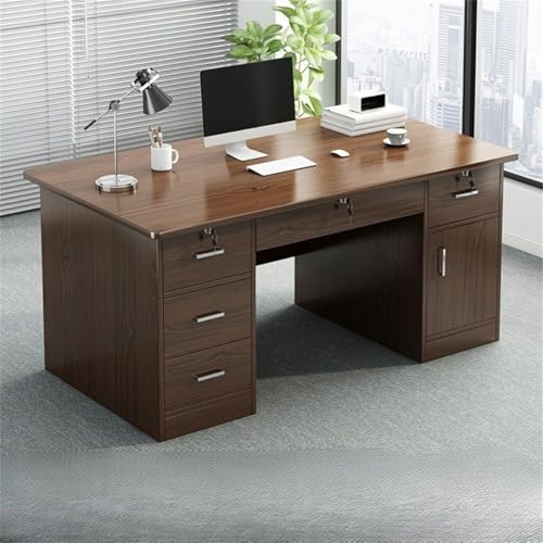 ZDFTGKM Rechteckiger Schreibtisch aus Holz, Sockel, Schublade und eingebautem Büroschrank Computertisch Desktop Studentenvermietung Schlafzimmer einfache Arbeitszimmer braun mit 5 Schubladen 47,2" L x ZDFTGKM Rechteckiger Schreibtisch aus Holz, Sockel, Schublade und eingebautem Büroschrank Computertisch Desktop Studentenvermietung Schlafzimmer einfache Arbeitszimmer braun mit 5 Schubladen 47,2" L x von ZDFTGKM