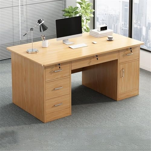 ZDFTGKM Rechteckiger Schreibtisch aus Holz, Sockel, Schublade und eingebautem Büroschrank Computertisch Desktop Studentenvermietung Schlafzimmer einfache Arbeitszimmer natürlich mit 5 Schubladen 47,2 ZDFTGKM Rechteckiger Schreibtisch aus Holz, Sockel, Schublade und eingebautem Büroschrank Computertisch Desktop Studentenvermietung Schlafzimmer einfache Arbeitszimmer natürlich mit 5 Schubladen 47,2 von ZDFTGKM