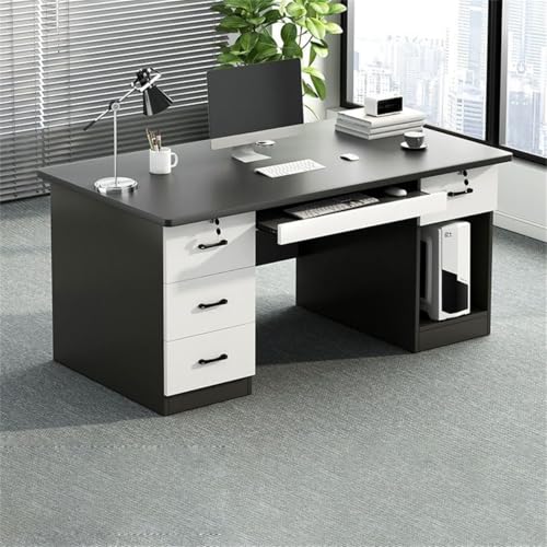 ZDFTGKM Rechteckiger Schreibtisch aus Holz, Sockel, Schublade und eingebautem Büroschrank Computertisch Desktop Studentenvermietung Schlafzimmer einfaches Arbeitszimmer grau-weiß mit 4 Schubladen 47,2 ZDFTGKM Rechteckiger Schreibtisch aus Holz, Sockel, Schublade und eingebautem Büroschrank Computertisch Desktop Studentenvermietung Schlafzimmer einfaches Arbeitszimmer grau-weiß mit 4 Schubladen 47,2 von ZDFTGKM