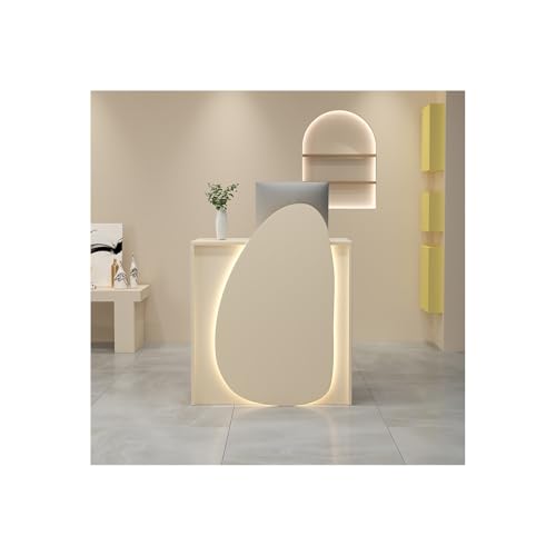 ZDFTGKM Rezeptions-Schreibtisch, moderne Theke mit Regalen, abschließbare Schubladen, Theke (cremefarben, 60 cm) von ZDFTGKM