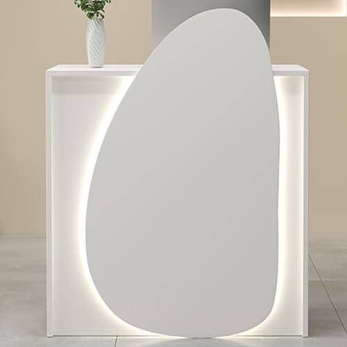 ZDFTGKM Rezeptionstisch, kleiner Schreibtisch mit abschließbarer Schublade, Lobby-Einzelhandel, Kassentisch, Front für Salon, Heimbüro, Schreibtisch (weiß + orange, 100 cm) von ZDFTGKM