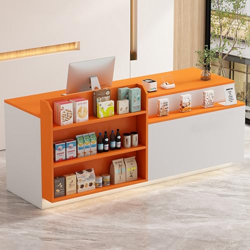 ZDFTGKM Rezeptionstisch mit Theke, moderne abschließbare Schubladen, Lobby-Kassentisch für Salonzimmer, Lobby (Orange) von ZDFTGKM