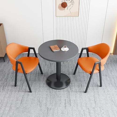 ZDFTGKM Runde Kombination aus Tisch und Stühlen, Couchtisch, Stuhl-Kombination, Balkon, Wohnzimmer, Esstisch, Business-Set, platzsparende Möbel (Farbe: Orange) von ZDFTGKM