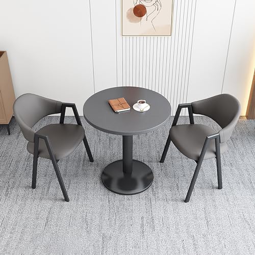 ZDFTGKM Runde Verhandlung Rezeption Tische und Stühle Kombination, Couchtisch Stuhl Kombination Balkon Wohnzimmer Esstisch, Business-Set platzsparende Möbel (Color : Dark Black) von ZDFTGKM