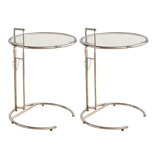 ZDFTGKM Runder C-Tisch aus Glas mit verstellbarer Höhe und Edelstahl-Basis in silberner Hebebühne transparent Kaffee-Sofa-Seite Metall klar 2er Set 50,8 cm L x B 67,3 cm H 91,4 cm H ZDFTGKM Runder C-Tisch aus Glas mit verstellbarer Höhe und Edelstahl-Basis in silberner Hebebühne transparent Kaffee-Sofa-Seite Metall klar 2er Set 50,8 cm L x B 67,3 cm H 91,4 cm H von ZDFTGKM